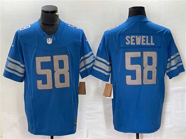 Men%27s Detroit Lions #58 Penei Sewell Blue 2023 F.U.S.E. Vapor Untouchable Limited Jersey